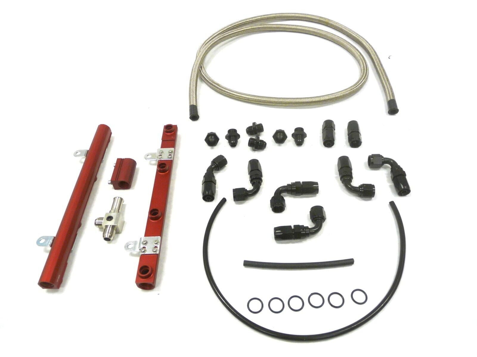 Stainless Red Fuel Rail Fitment For 05 thru 09 Ford Mustang GT 4.6L 3V