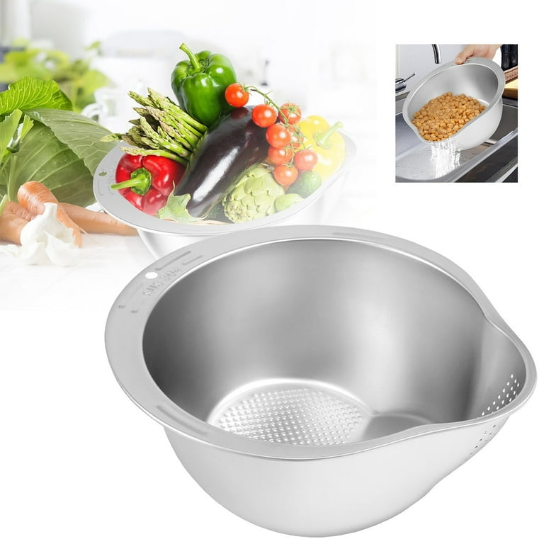 Stainless Rice Strainer Enduring Sturdy Rice Washer Rice Strainer With Side Drainers Rice Washer Machine Rice Strainer for Cleaning Fruits