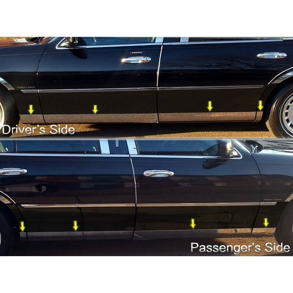 Stainless Rocker Panel Trim 8Pc Fits 2000-2010 Lincoln Town Car TH40688 QAA