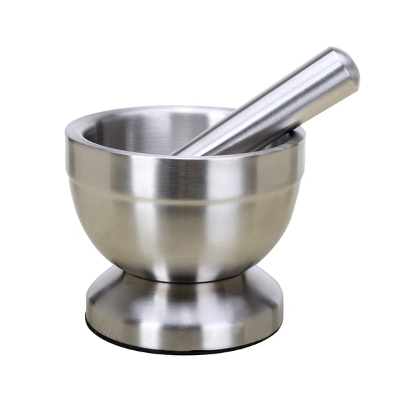 Stainless Salt Pestle Pedestal Bowl Garlic Press Pot Mills Grinder Cooking Tools