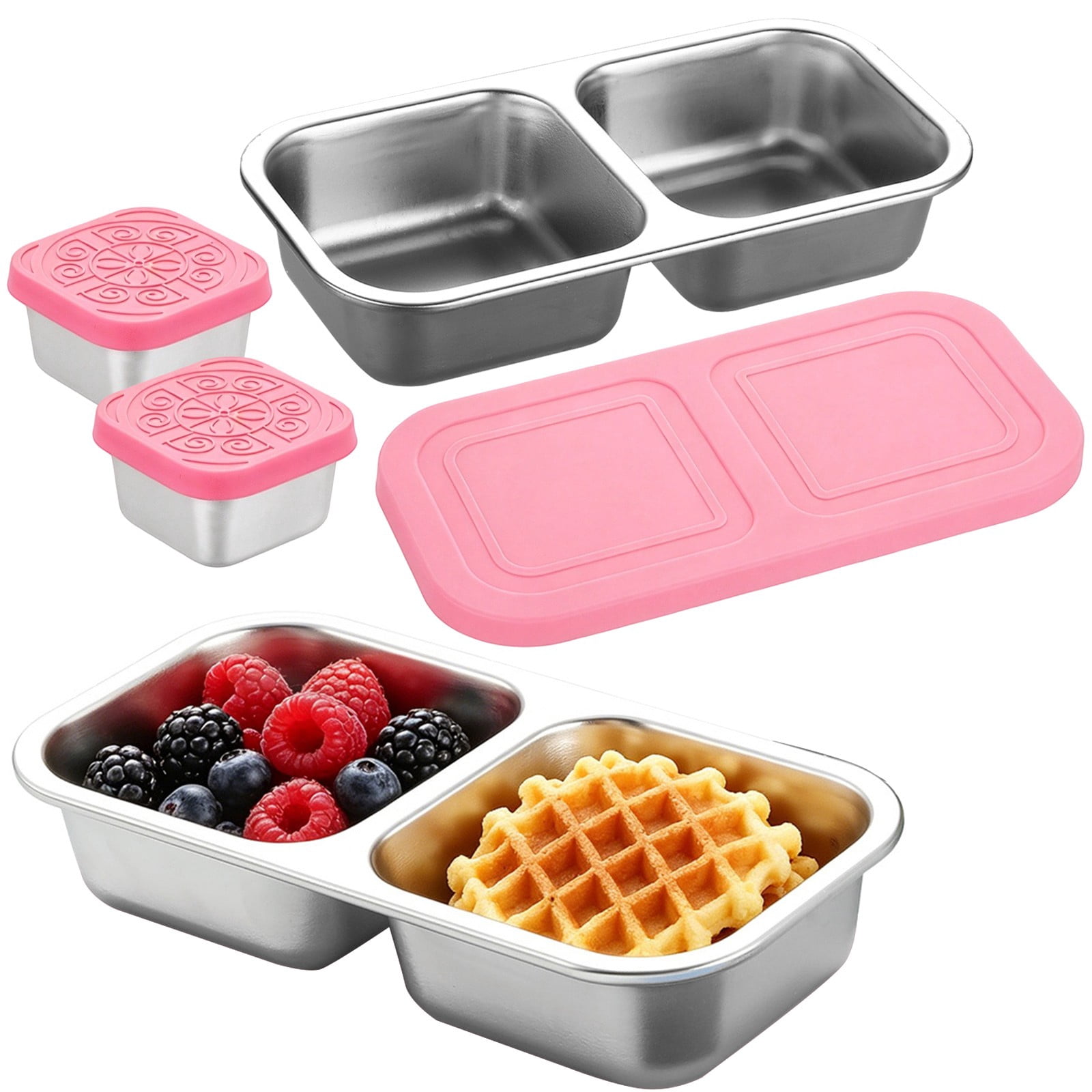 Stainless Snack Containers Set, Food Storage Containers, 2 Square Trays ...