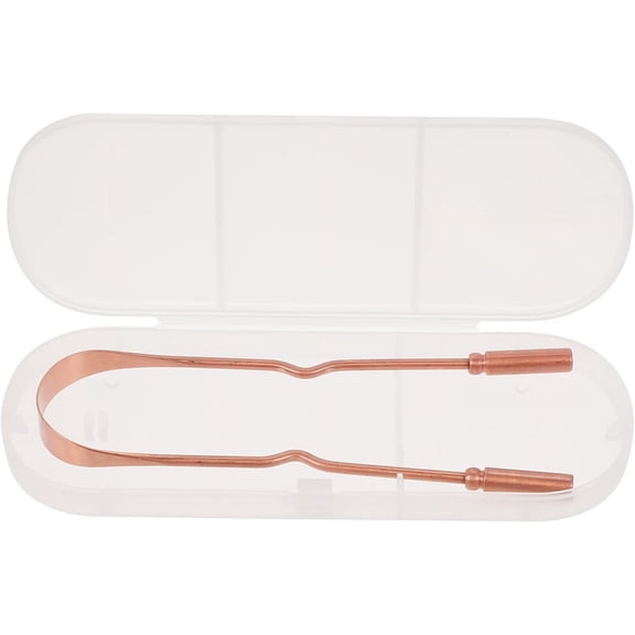 Stainless Spatula Tongue Scraper 2Pcs Copper Tongue Scraper Tongue Brush Tongue Cleaner Oral Care Tool with Storage Box for Adults Kids Golden Oral Scraper Stainless Steel Cleaner