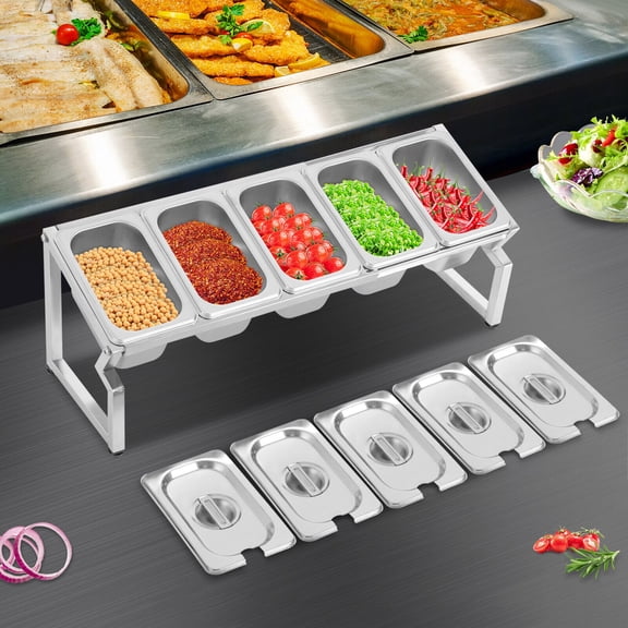 Stainless Spice Rack, Seasoning Organizer Sauce Ingredients Fruits Holder 5 Pans