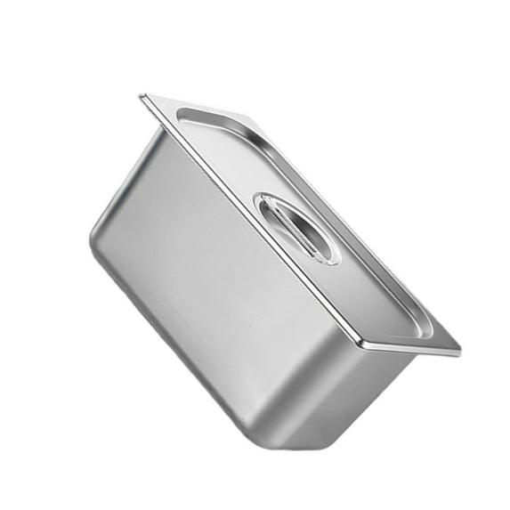 Stainless Steel 1/3 Size Kitchen Pan with Lid For Commercial Preparation And Space Saving Storage Container Tub