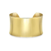Stainless Steel 1.50 Inches Wide Open Cuff Bangle Bracelet for Women 6.75 Inches Long in Gold Ion-Plated 2.5" in Diameter by Lavari Jewelers