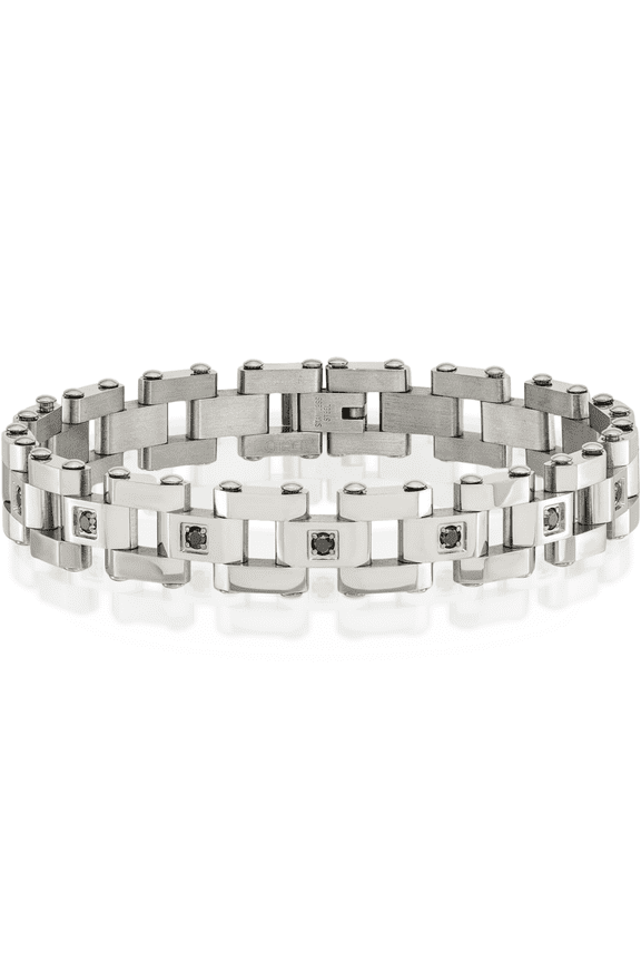 Stainless Steel Black Diamond Tennis Bracelet