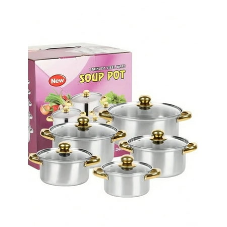 Stainless Steel 10-Piece Cookware Set Cookware Set Kitchen Induction Cooker Hot Pot Universal