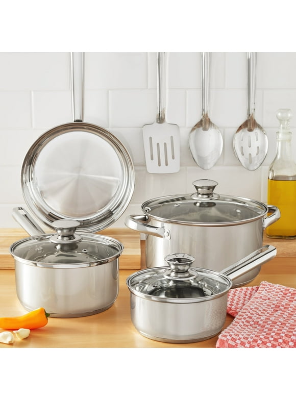 Stainless Steel 10-Piece Cookware Set non stick cooking pot set pots and pans set kitchen