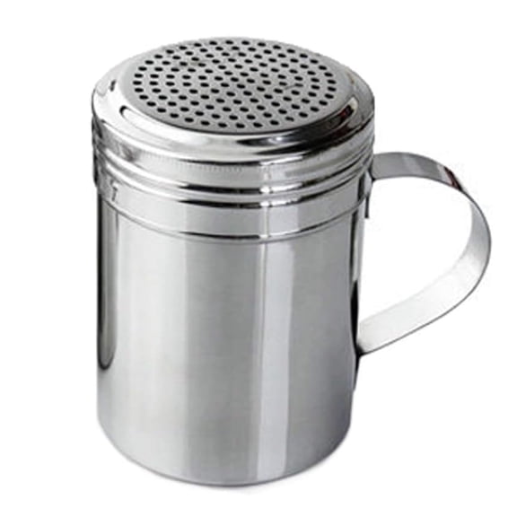 Stainless Steel 10oz Dredger Shaker with Handle - Ideal for Sugar, Salt, Icing Sugar, Flour, Chocolate 2pcs
