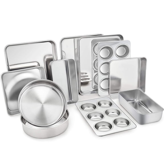 Stainless Steel 11-Piece Bakeware Set For Toaster Oven, Baking, Roasting