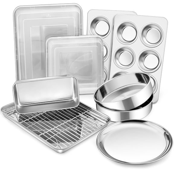 Stainless Steel 12-Piece Bakeware Set for Kitchen Baking