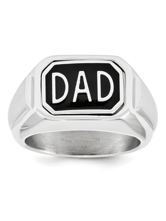 Stainless Steel 12 mm Black IP Flip Top Dad & DC Ring