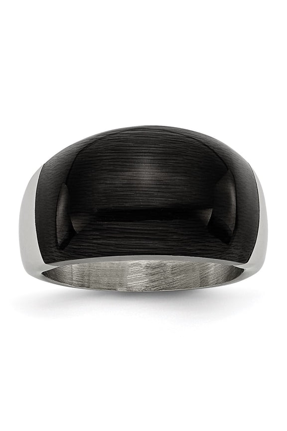 Stainless Steel 12mm Black Cat's Eye Ring