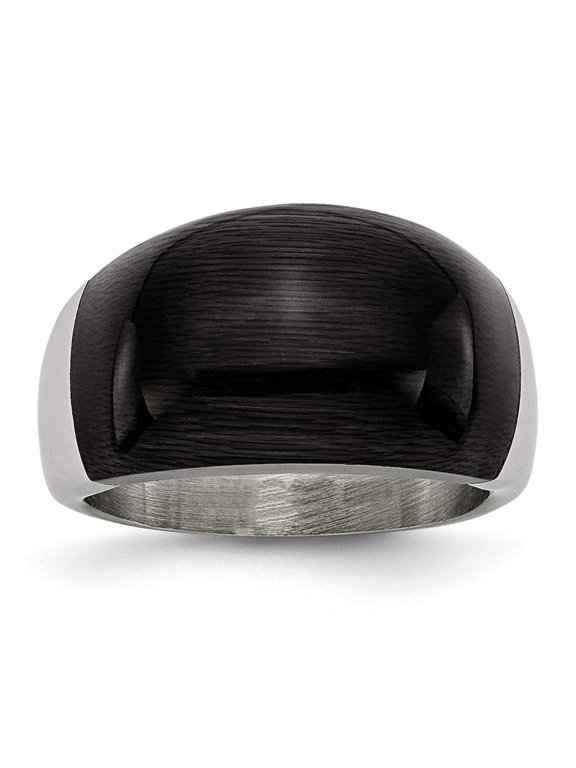 Stainless Steel 12mm Black Cat's Eye Ring