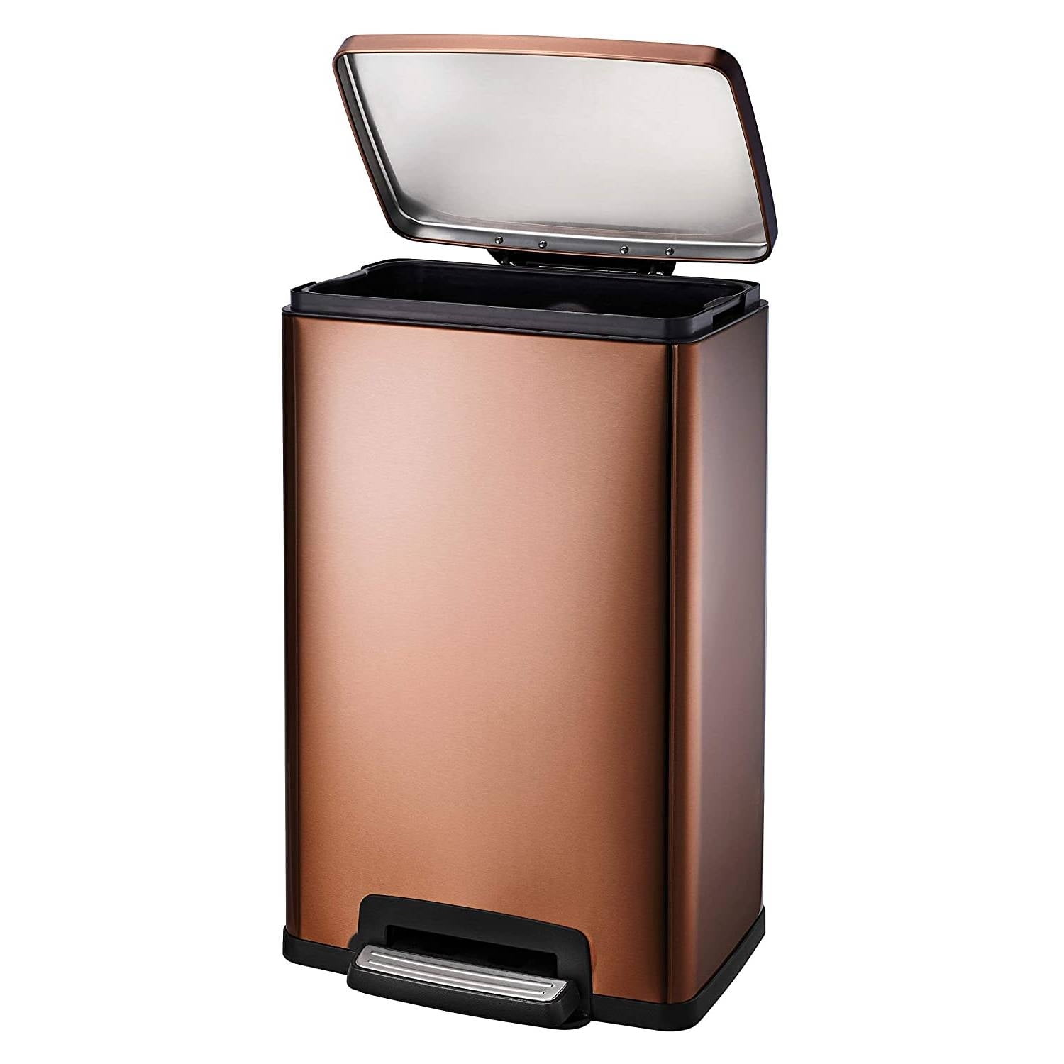 Stainless Steel 13-Gallon Kitchen Trash Can with Step Lid in Copper Bronze - Walmart.com