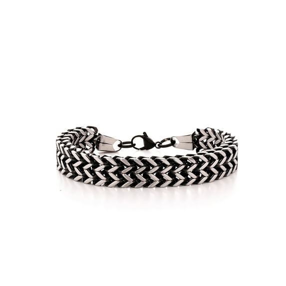 Stainless Steel 13MM Black IP Franco Chain Bracelet 8.5 Inches