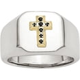 thumbnail image 1 of Stainless Steel 14k w/ Sapphire Cross Ring, 1 of 11