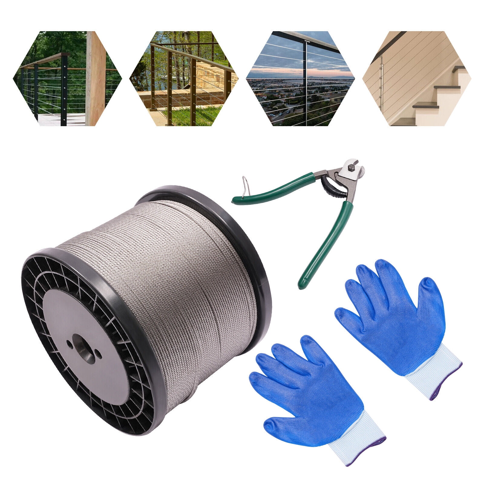 Stainless Steel 1500ft Deck Cable Railing Kit, 1/8 Stainless Steel ...
