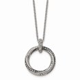 thumbnail image 1 of Stainless Steel 18 inch Black & Clear CZ Antiqued Circle Necklace; 18 inch; for Adults and Teens; for Women and Men, 1 of 1