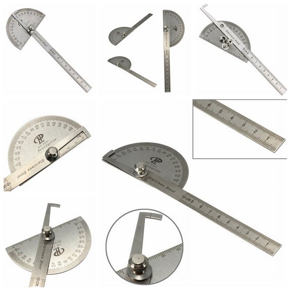 Stainless Steel 180 degree Protractor Angle Finder Arm Measuring Ruler Tool DzWA