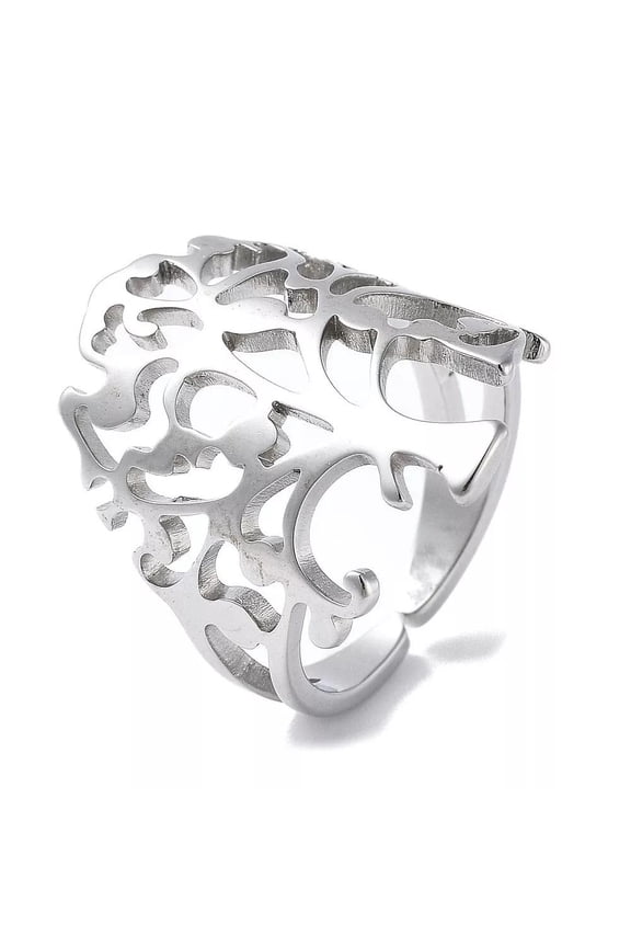 Stainless Steel 18K Gold Plated Adjustable Ring Tree Of Life Gold Silver R41