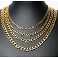 thumbnail image 1 of Stainless Steel 18K Gold Plated Cuban Curb Link Chain Men Necklace 3/5/7/9/11mm, 1 of 6