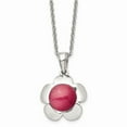 thumbnail image 1 of Stainless Steel 18in Flower with Pink Cat's Eye Pendant Necklace; 18 inch; for Adults and Teens; for Women and Men, 1 of 1