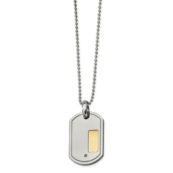 Stainless Steel 18k Gold Plating with .01ct. Diamond 24in Necklace