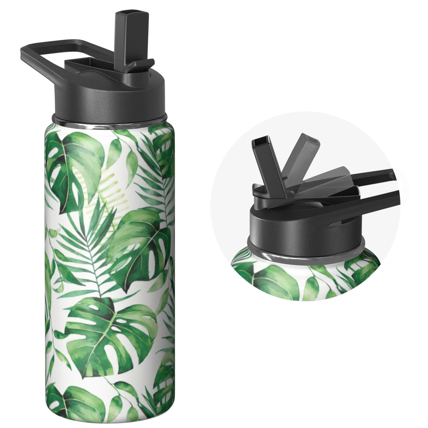 Stainless Steel 18oz Triple Insulated Plants Themed Water Bottle with Straw, Leakproof Lids for Travel, Sports, Gym Unisex Use