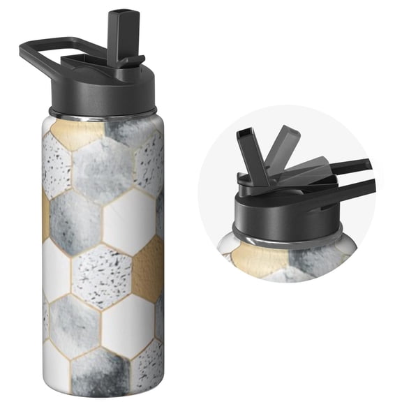 Stainless Steel 18oz Triple Insulated Stripes Themed Bottle with Lid, Reusable Flask Maintains Cold 24 Hours, Sustainable Steel for Hiking & Mountain Climbing