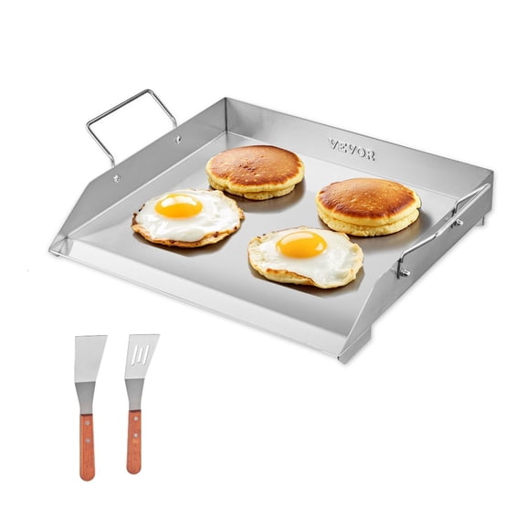 Stainless Steel 18x16 Inch Rectangular Baking Pan Flat Top Grill Griddle Portable with Handle for Gas Teppanyaki Grills Camping Picnics Home Cooking