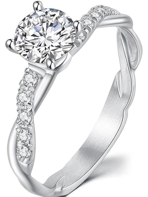 Stainless Steel 2.0 Carat Simulated Diamond Wedding Engagement Solitaire Style Proposal Ring