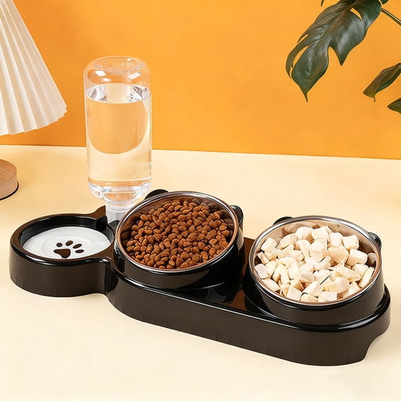 Stainless Steel 2 In 1 Pet Feeder, Rust Resistant Stainless Steel Pet Feeder, Dual Purpose Food Water Pet Dinner Dish, Pet Dinner Dish for Puppies Kittens Indoor Daily Use