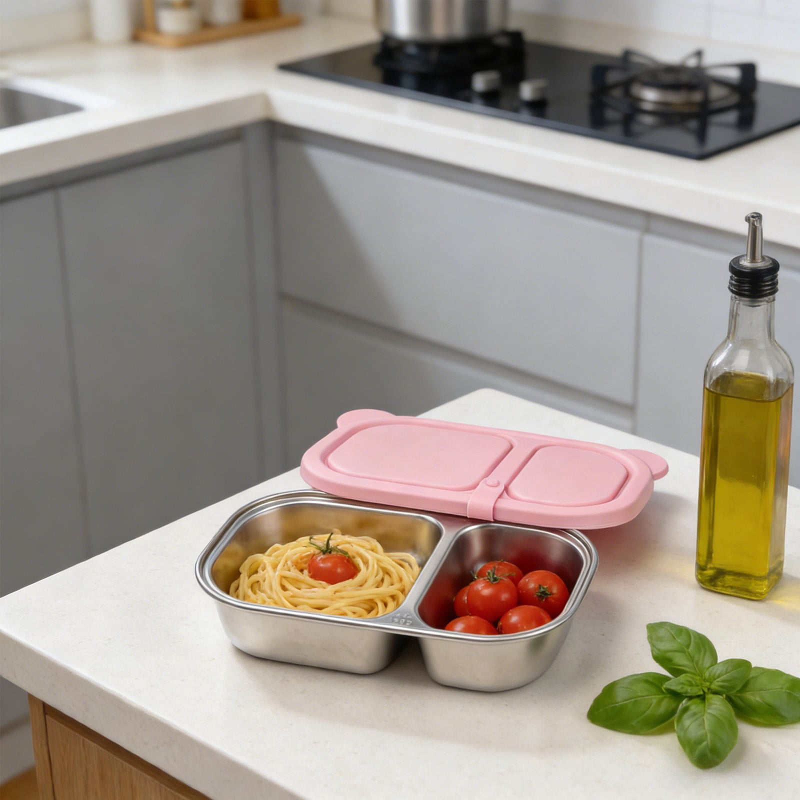 Stainless Steel 2-Compartment Snack Containers with Silicone Lids ...