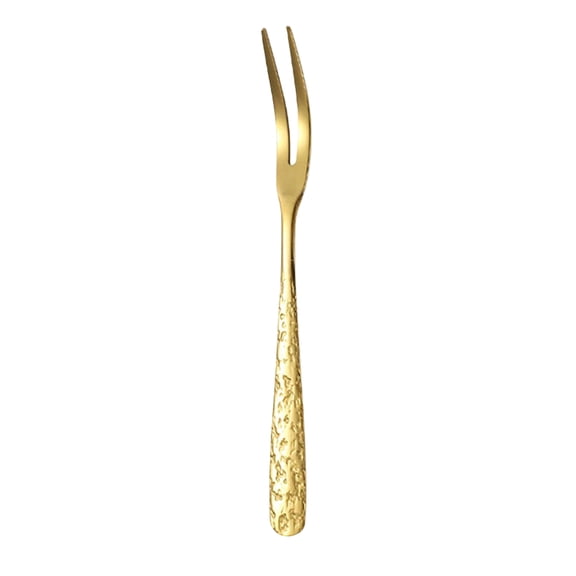 Stainless Steel 2-Tine Dessert Fruit Forks 10PC, Polished High-Gloss, Golden Tone, Perfect for Desserts Fruits Snacks & More