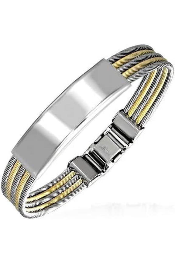 Stainless Steel 2-tone Watch-Style Celtic Wire Bracelet