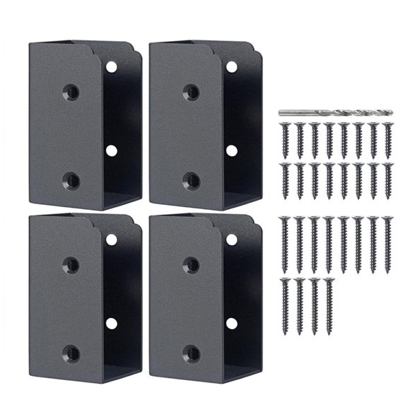 Stainless Steel 2" x 4" (Actually 1 " x 3 ") Deck Railing Connector, for Deck Railing, Handrail, Barn and Beam end Connection Installation (4pc-Black)