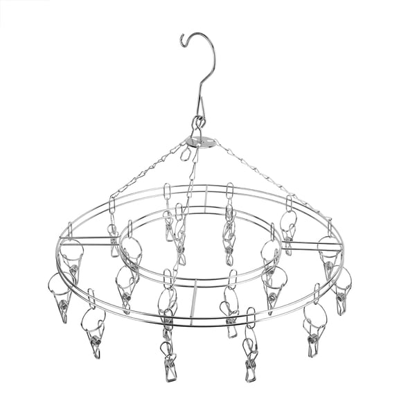 Stainless Steel 20-Clip Round Clothes Hanger for Underwear and Socks - Multifunctional Drying Rack for Home Use