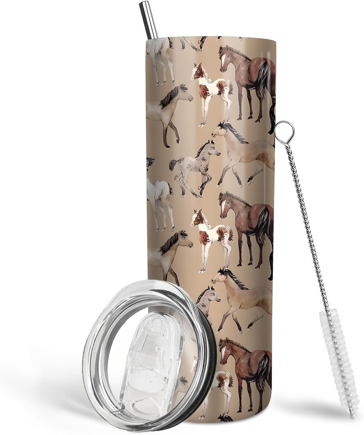 Horse Lover Insulated Tumbler with Straw and Lid - 20 oz Stainless Steel Travel Mug, Leak-Proof Coffee Cup & Water Bottle, Gift for Women Equestrian