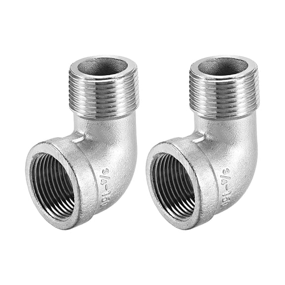 Stainless Steel 201 Cast Pipe Fittings ,90 Degree Elbow 3/4 BSPT Female x 3/4 BSPT Male Thread 2pcs