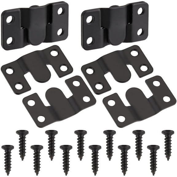 Stainless Steel 201 Stainless Steel Flush Mount Brackets Photo Frame Hook Picture Hangers Interlocking Furniture Connectors Electrophoresis Black 19x44.5x4mm Hole: 5mm 30 sets/box