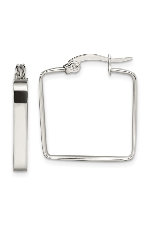 Stainless Steel 20mm Square Hoop Earrings