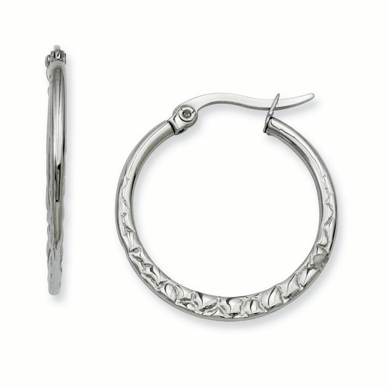 Stainless Steel 20mm Textured Hoop Earrings - Walmart.com Stainless Steel 20mm Textured Hoop Earrings - Walmart.com