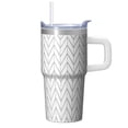 thumbnail image 1 of Stainless Steel 20oz Textured Insulated Tumbler, Double Wall Travel Mug with Handle, Geometric Design Leak Proof Straw Lid, 1 of 5