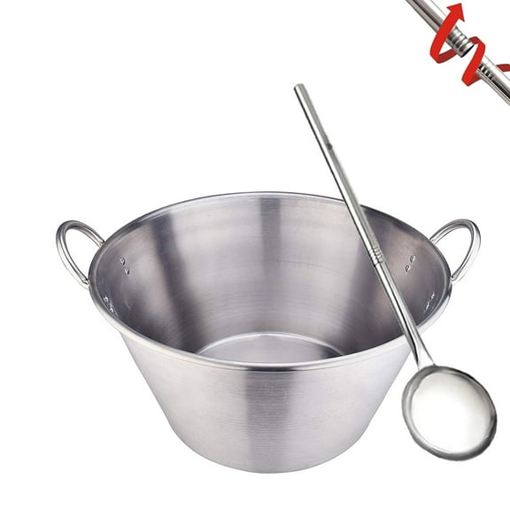 Stainless Steel 21 Inches Heavy Duty Mexican Cazo Para Carnitas with 36" Large Spoon,41QT Large Outdoor Wok Great for Carnitas and Braising