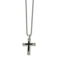 thumbnail image 1 of Stainless Steel 22 inch Polished Textured Black IP-plated Cross Necklace; 22 inch; for Adults and Teens; for Women and Men, 1 of 3