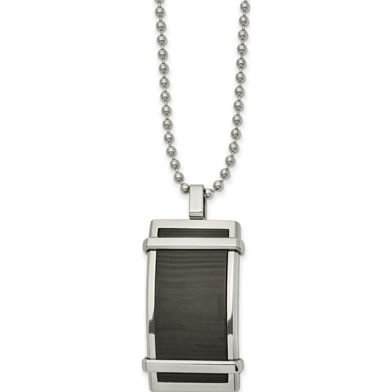 Stainless Steel 22In Polished Curved Solid Black Carbon Fiber Inlay Neckla Made In China srn2622-22