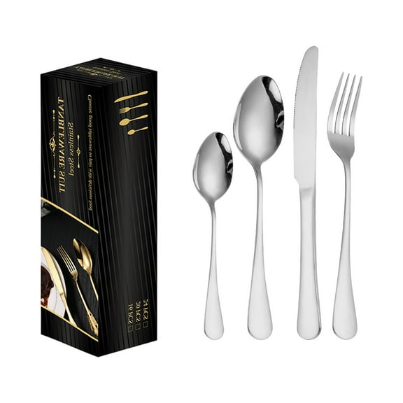 Stainless Steel 24-Piece Cutlery Set with Forks, Spoons, and Chopsticks for Elegant Dining and Entertaining