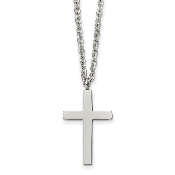 Stainless Steel 25mm Cross Necklace Fine Jewelry For Women Gifts For Her, 18"