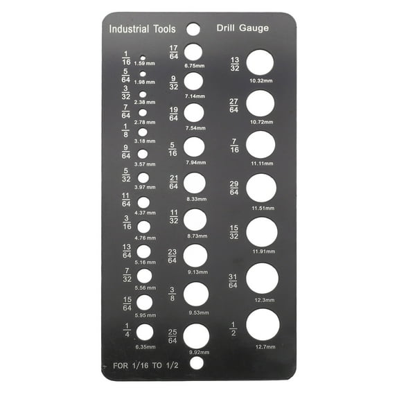 Stainless Steel 29-Holes Metric Size Drill Bit Gauge For 1/16 to 1/2 Drill Bit